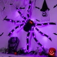thumbnail image 5 of 49" Halloween Glowing Spiders Garden Decorations, Horror Giant Plush Spiders Dolls, Red Eyes Spiders Halloween Decorations Collectibles, Large Spiders Outdoor Decorations for Yard, Purple Light, 5 of 7