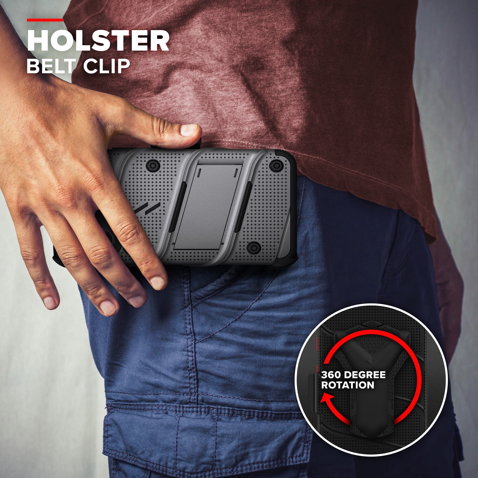 Zizo Bolt Series for iPhone 12 Mini Case with Screen Protector Kickstand Holster Lanyard - Gun Metal Gray