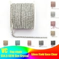 thumbnail image 2 of VC Crystal SS6-SS18(2mm-4.5mm)Silver/Gold Base Clear Crystal Dense Rhinestone Chain Apparel Sewing Glass Rhinestone Cup Chain, 2 of 7