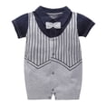 thumbnail image 4 of Povozer Baby Boy Outfit Gentleman Bowtie Suit One Piece Romper Bodysuit(Blue,9), 4 of 4