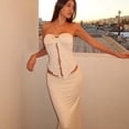 thumbnail image 2 of EASYBRAUS Women Summer Two Piece Crop Top and Maxi Skirt Set Elegant Sleeveless Outfit, 2 of 7