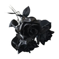 TanSiDing 3pcs Black and White Roses Artificial Flowers with Stems, Faux Silk Flowers Bridal Gothic Wedding Bouquet, Realistic Blossom Flora for Home, Office, Hotel Decorations