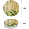 thumbnail image 1 of FMSHPON Green Leaf on Wooden Plank Set of 4 Round Coaster for Drinks, Absorbent Ceramic Stone Coasters Cup Mat with Cork Base for Home Kitchen Room Coffee Table Bar Decor, 1 of 6