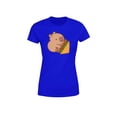 thumbnail image 2 of Playera Blusa De Capybara Comiendo Sandwich Ropa Divertida Para Mujer Capibara Color Azul Talla Grande Marca Emil SaEs, 2 of 4