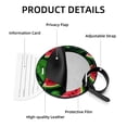 thumbnail image 4 of Watermelon 2pcs PU Leather Round Bag Tags with Privacy Cover and Name ID Tag - Suitcase Tags for Travel Luggage, Handbags, Backpacks, School Bags, 4 of 6
