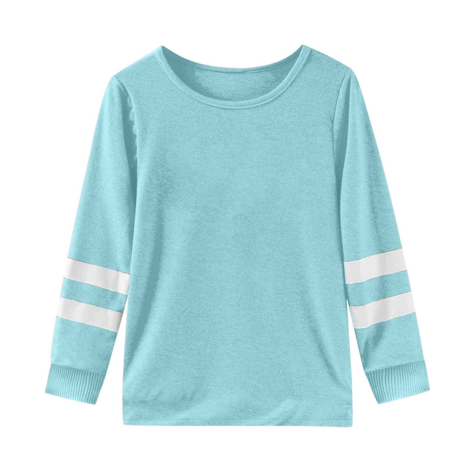 WEIYLL T-Shirts à Manches Longues pour Fille, Poignets, Col Ras du Cou, Patchwork, Chauds et Doux, Hauts de Sortie pour 5-6 Ans