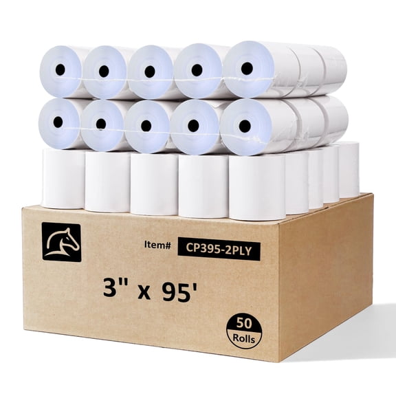 2 Ply Carbonless Rolls 3" X 95 Feet White/Yellow Receipt Paper for Restaurants & POS Cash Registers, Kitchen Printer Paper