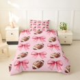 thumbnail image 2 of spefrowx Pink Watercolor Bow Twin Duvet Cover for Girls, Rugby Football Sports Twin Bedding, Pink Reversible, 2 Pieces, 1 Duvet Cover and 1 Pillowcase, 2 of 6