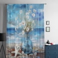 thumbnail image 5 of Spring Floral Semi Sheer Curtains Drapes for Living Room,Bedroom,French Doors Window 108 Inches Long,Coastal Blue Oil Painting Botanical Daisy Rod Pocket Chiffon Curtain Drapery Voile Drape Panel, 5 of 6
