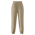 thumbnail image 4 of GUACER Womens Lounge Pants Cotton Linen Elastic High Waisted Pockets Joggers Pants, 4 of 5