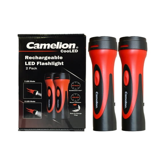 6 LED Rechargeable Plug-In Emergency Ready Flashlight Cardboard Box of 2