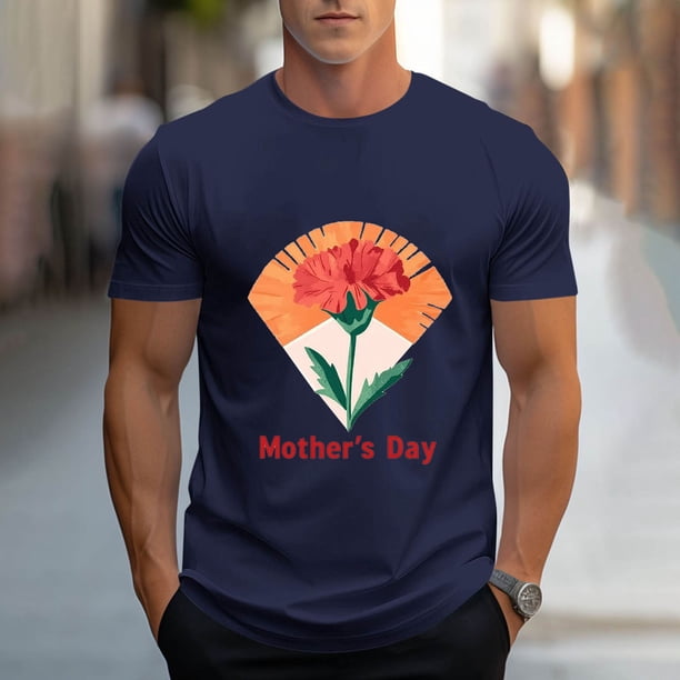 Tops para hombre, blusas y camisas de cuello redondo y manga corta para hombre, camisetas deportivas con estampados casuales para el Día de la Madre, blusas de cuello redondo y manga corta, blusas de