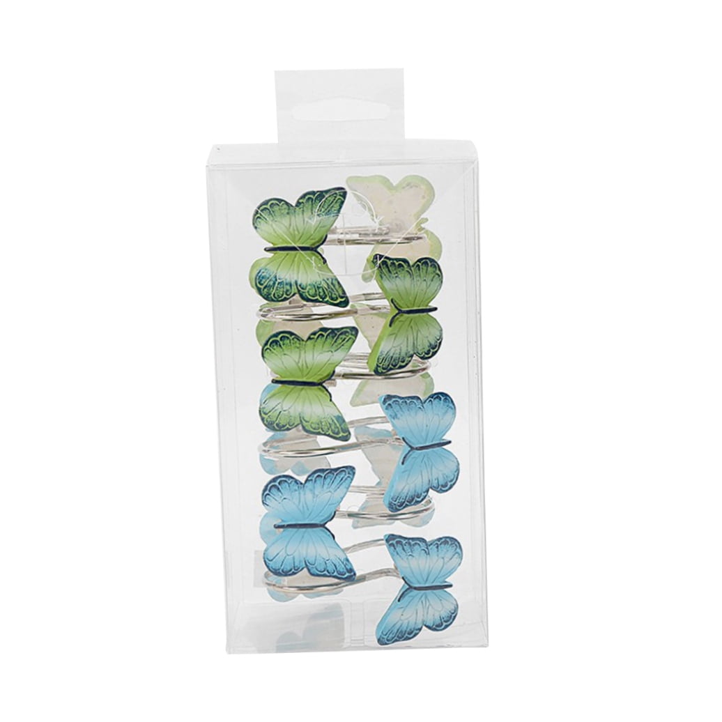 COSMOBETTY 12Pcs Resin Shower Hooks Butterfly Shape Blue Green For Bathroom Curtains Homeowners