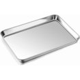 thumbnail image 1 of Small Baking Toaster Oven Pan P&P CHEF Stainless Steel Toaster Oven Tray Rectangle .\uD x .\uD x \uD Non Durable Mirror Finish Easy Clean, 1 of 7