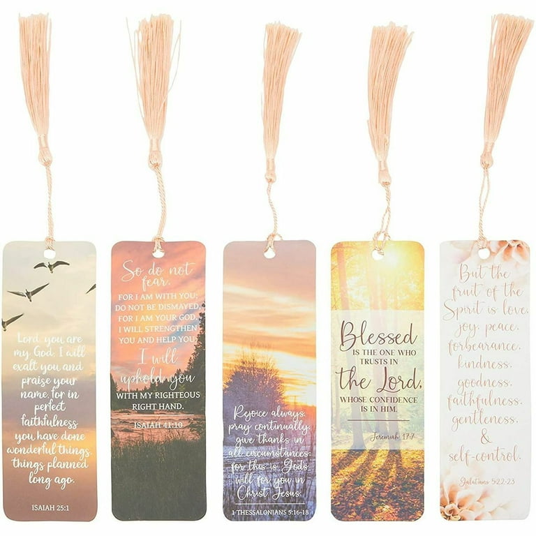 2 Bookmarks with Tassels & Cross Pin Button Religious Matthew 5:16