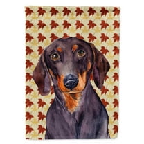 Dachshund Fall Leaves Portrait Flag Canvas House Size