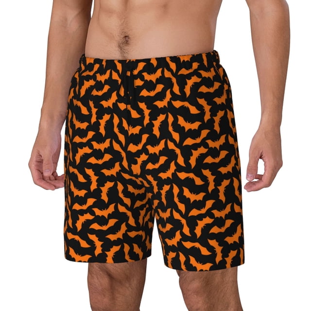Balery Halloween Bat Bañador para hombre, shorts de playa de secado rápido con entrepierna y forro de compresión-XX-Large