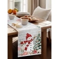 thumbnail image 4 of Christmas Snowman Table Runner, Xmas Tree Snowflake Ocean Coral Shell Grey Wood Grain Cotton Linen Kitchen Table Decoration Washable Dining Tabletop Runners for Home Party Decor 13x36 Inches, 4 of 9