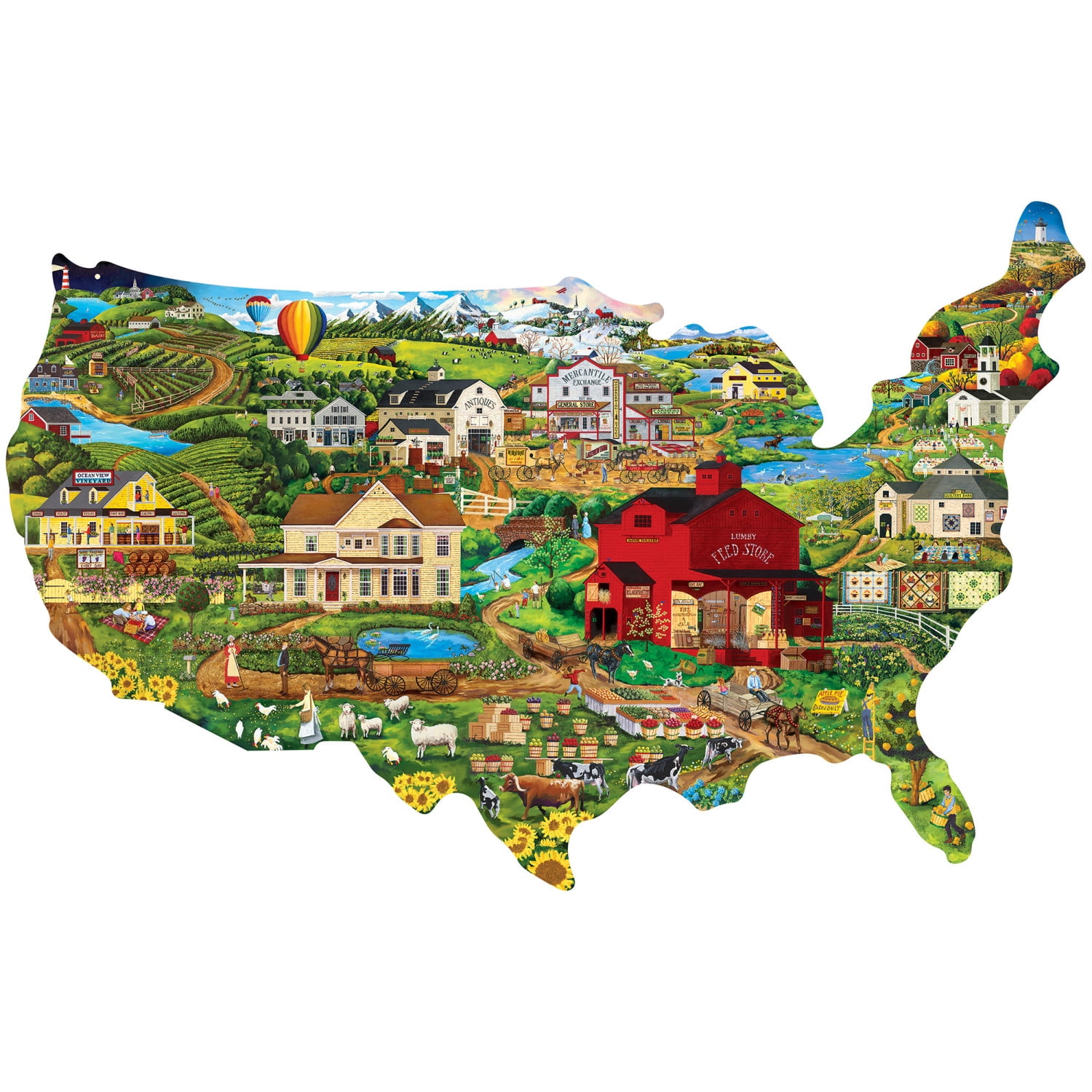 MasterPieces 1000 Piece Jigsaw Puzzle - United States Shape - 34.7"x22.1"