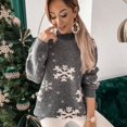 thumbnail image 5 of Suéteres de moda para mujer 2024, suéter de punto con cuello redondo y manga larga con patrón de copo de nieve navideño, jerséis de otoño para mujer, prendas de punto, 5 of 5