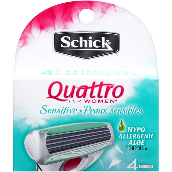 Schick Quattro for Women Sensitive Aloe Refill Blade Cartridges, 4 Count