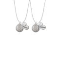 thumbnail image 2 of Delight Jewelry Silvertone Large Super Sparkle Crystal Clear AB Softball Mother & Daughter Heart Necklaces (Set of 2), 19"+2", 2 of 4