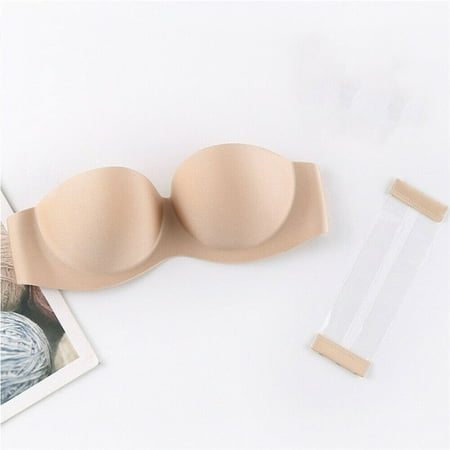 

Women Sports Bra Strapless Padded Push Up Bra Invisible Bra Wrap Chest Tube Tops NUDE A