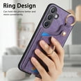 thumbnail image 3 of Wallet Case for Samsung Galaxy S25, Support Car Mount, Luxury PU Leather Shockproof Anti-Fall 360° Finger Ring Stand Rotatable Kickstand Case with Magnetic Snap & Card Slots, Purple, 3 of 8
