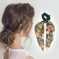 thumbnail image 2 of Unique Bargains 1 Pc Cute Chrysanthemum Printed Ribbon Scrunchie Hair Elastic Band Yellow Green, 2 of 6