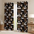 thumbnail image 2 of Manfei Cute Dog Paw Blackout Curtains, Cartoon Bone Print Window Curtains Pack of 2 (38x45 Each), Black Brown, 2 of 6