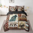 thumbnail image 2 of Manfei Howling Wolf Bear Bedding Comforter Set 7-Piece, Bohemian Aztec Full Bedding Set, Rustic Checkered Fitted Sheet Flat Sheet, Super Cozy Room Decor, 2 of 8