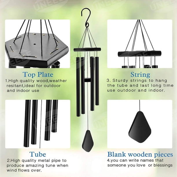 Wind Chimes Set Soothing Melodic Tones Aluminum Memorial Wind