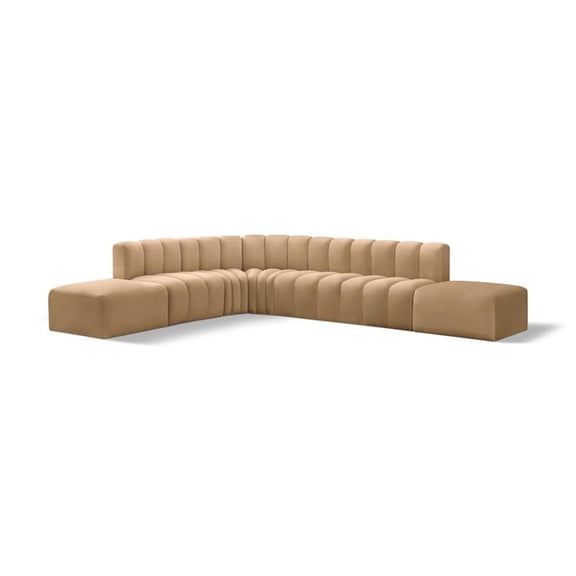 Meridian Furniture Arc Camel Velvet Modular Sectional