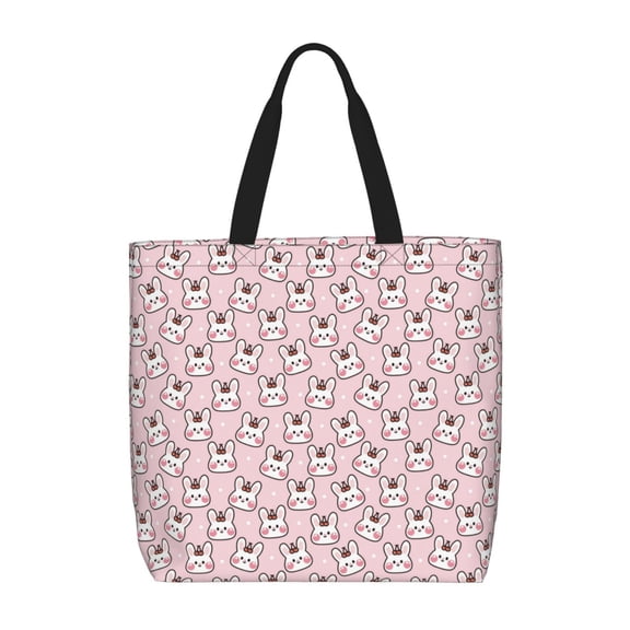 Picia Cute Rabbit for Tote Bag for Women with Zipper, Gym Tote with Compartments, Laptop Work Tote Nurse Dance Yoga Bag for Sport, Travel