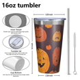 thumbnail image 4 of 16oz Tumblers Halloween Jack Lanterns Variety Pattern Stainless Steel Vacuum Insulated Double Wall Travel Tumbler Cups Mug with Lid and Straw,Cleaning Brush for Coffee,Tea, 4 of 4