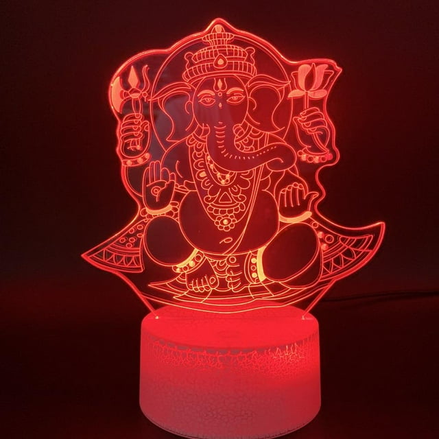 Lámpara LED LED 3D con forma de cabeza de elefante indio con luz nocturna