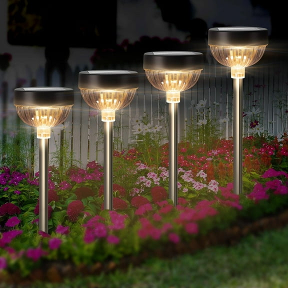 4 pack RGB Solar Pathway Lights Outdoor for Yard Garden Walkway,Waterproof Auto on/off Solar Lights