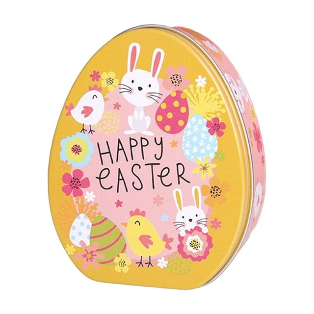 Hiroekza Easter Egg Gift Box with Pastel Colors and Cute Rabbit Design for Holiday Candy Storage Reusable Iron Packaging Perfect for Easter Parties Family Gatherings Classroom Activities