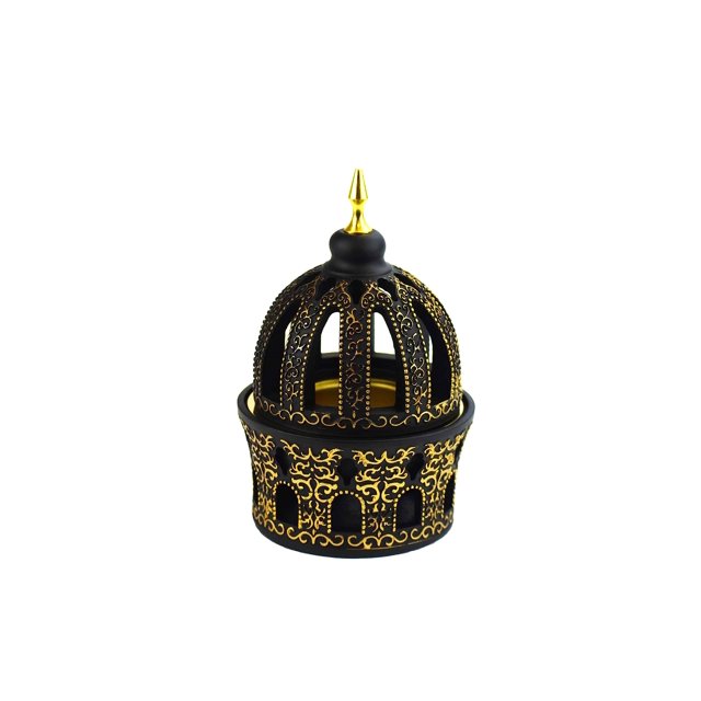 Incensario INTENSE OUD Bakhoor Burner, negro y dorado, 15 cm