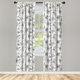 thumbnail image 2 of Ambesonne Hibiscus Curtains, Monochrome Floral Blossom, Pair of 28"x84", Black Charcoal Grey and White, 2 of 4