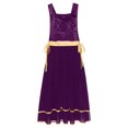 thumbnail image 6 of Sholeno Womens Choir Dancewear Liturgical Praise Dance Tunic Metallic Lace-up Sides Split Dress Dark Purple S, 6 of 7