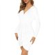 thumbnail image 1 of Vestido de terciopelo para mujer Lazo en la cintura Abrigo Fruncido Cuello en V Bodycon Party Club Vestidos Blanco 3XL, 1 of 3