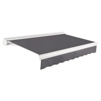 Awntech 10 Ft Key West Right Motorized Heavy Duty Patio Retractable Awning with Cassette (120in x 9.38in x 96in), Gunmetal