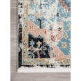thumbnail image 3 of Abani Azure Collection Teal Black 6' x 9' Hexagon Medallion Vintage Rug, 3 of 5