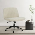 thumbnail image 6 of MCQ Office Chair, Height-Adjustable Swivel Chair with Wide Padded Seat and Wheels, Linen Fabric in Beige, for Home Office​, 6 of 6