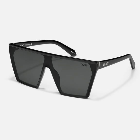 Quay Australia Spotlight Oversized Shield Sunglasses Matte Black Smoke Polarized