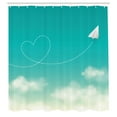 thumbnail image 3 of Ambesonne Cloud Shower Curtain, Paper Plane and Heart, 69"Wx84"L, Sea Green Mint Green, 3 of 5
