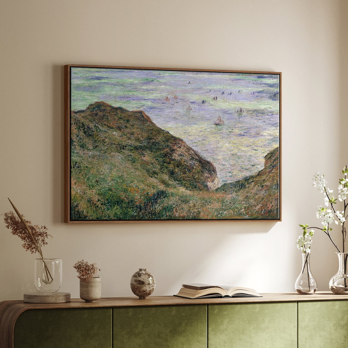 Vintage Landscape-CLI By Wexford Home Framed in Walnut Wood Gallery Wrapped Canvas 25 in. x 37 in.