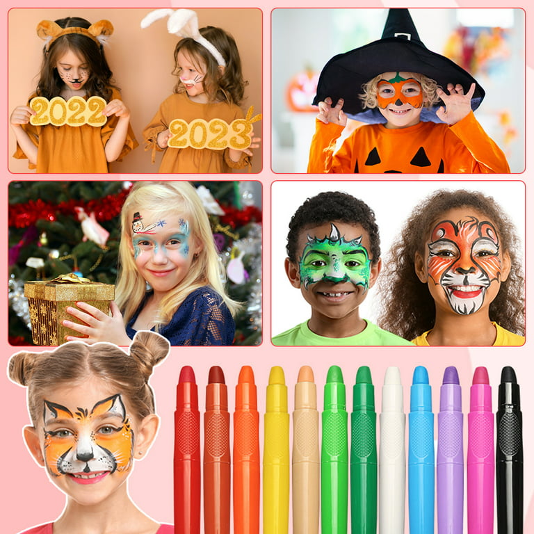 Beesjuy Face Painting Kits for Kids,12 Color Water Based Face
