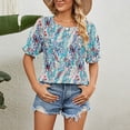thumbnail image 2 of IROINNID Women Round- Neck Floral Print Pleated Short Sleeve Comfy Blouse, 2 of 5